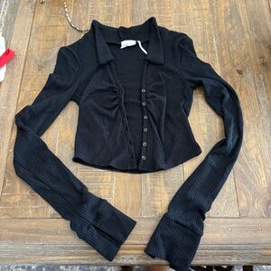 Urban Outfitters Black Ribbed Crop Top